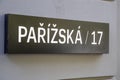 Pariska PaÃâ¢ÃÂ­ÃÂ¾skÃÂ¡ Street sign in Prague Royalty Free Stock Photo